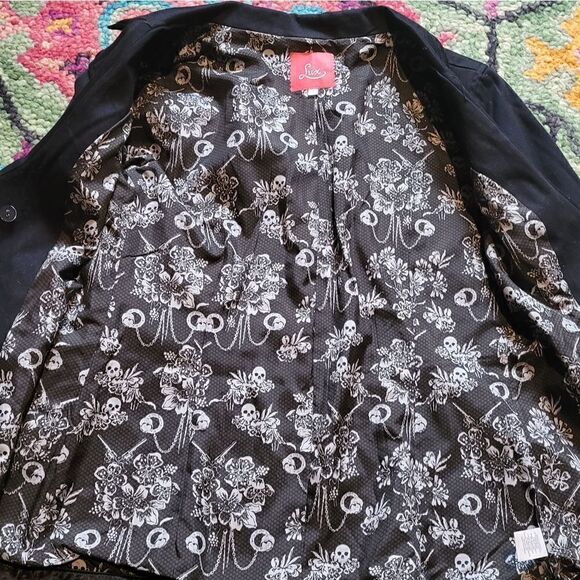 Urban Outfitters Lux Double Breasted Satin Trim Jacket Black XS Y2K - Picture 3 of 6